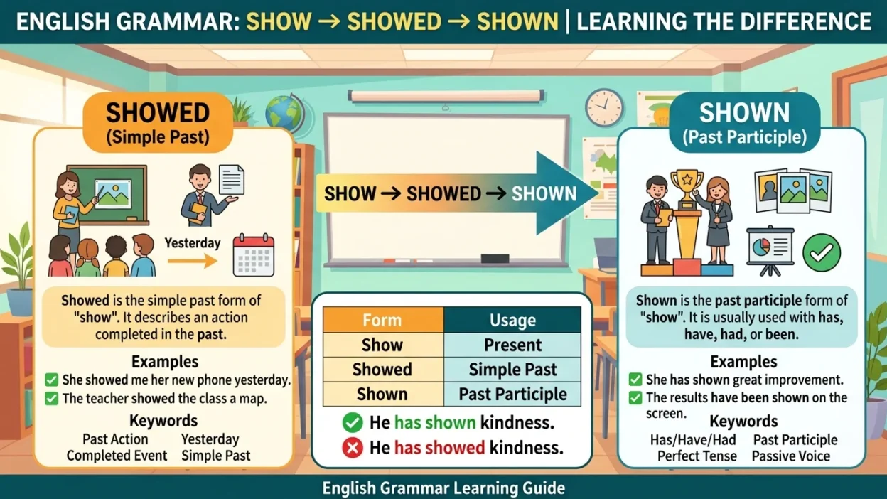Shown vs Showed